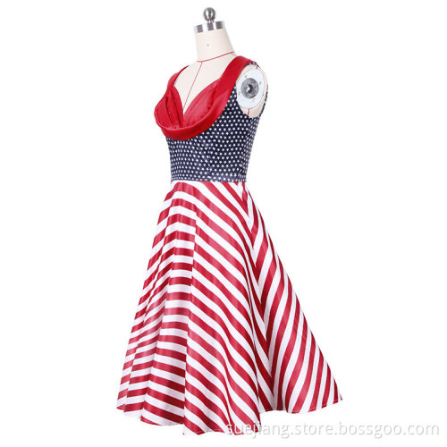 50s Women Vintage Evening Party Sleeveless Dress